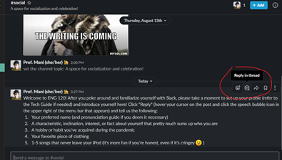 Screenshot of post with "reply in thread" option visible.