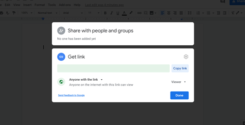 Enable sharing for "Anyone with the link" on Google Docs.