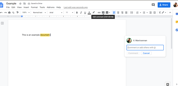 How to add comments to a Google Doc.